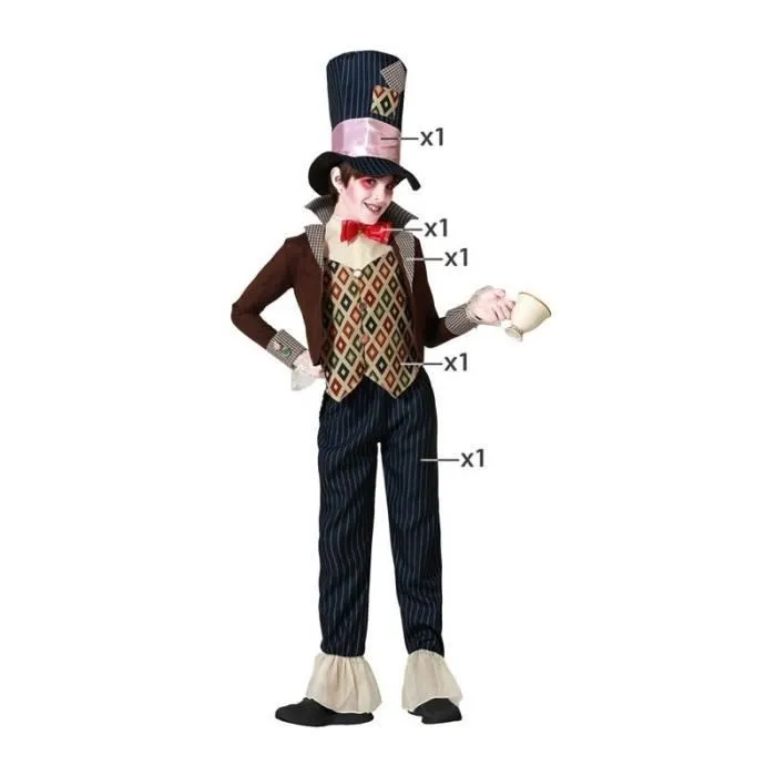 Déguisement Garçon Chapelier Fou - ATOSA - Costume de Dessin Animé Alice - Multicolore - Intérieur - 5 pièces-1