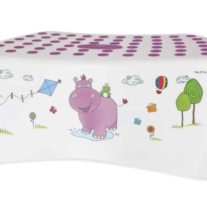 MILL'O BÉBÉ Marche-Pieds Blanc Violet Décor Hippo-4