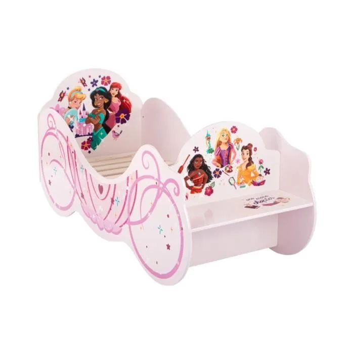 Lit calèche - Disney Home - Disney Princesses - Avec rangement - Baldaquin - Rose-1