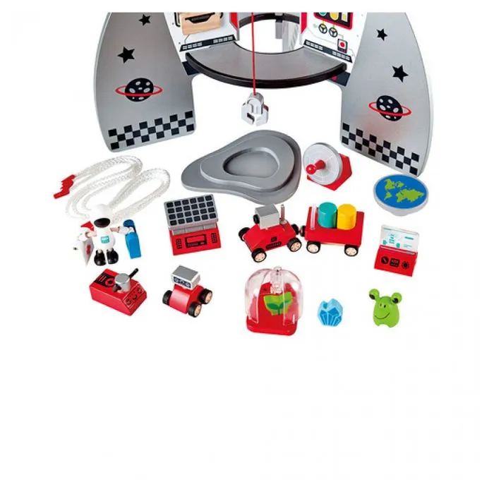 Jouet fusée en bois pour enfant - HAPE - Fusée quatre étages E3021 - Aqua - Dès 3 ans-2