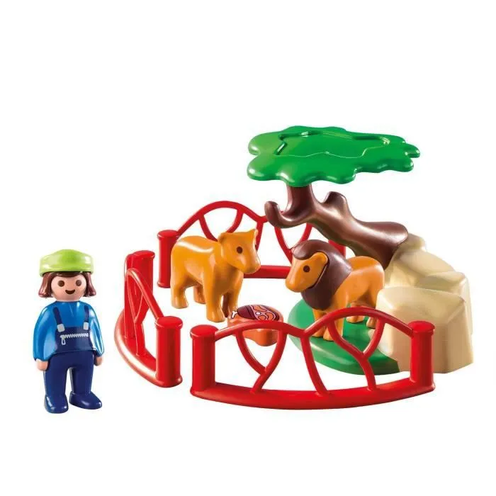 PLAYMOBIL 1.2.3 - 9378 - Lions avec enclos - Mixte - A partir de 18 mois-1