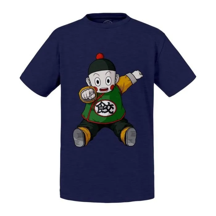T-shirt Enfant Bleu Dragon Ball Tenshinhan Chaozu DBZ Geek Anime Japan-0