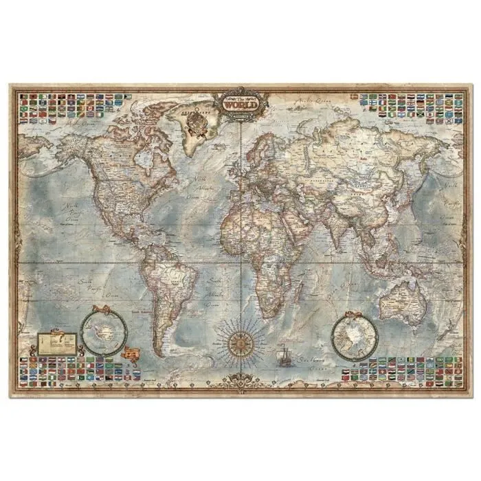 Puzzle EDUCA - 1500 pièces - Le Monde, Carte Politique-1