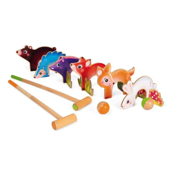 Jeu de croquet en bois massif - JANOD - Animaux de la Forêt - Dès 3 Ans-1