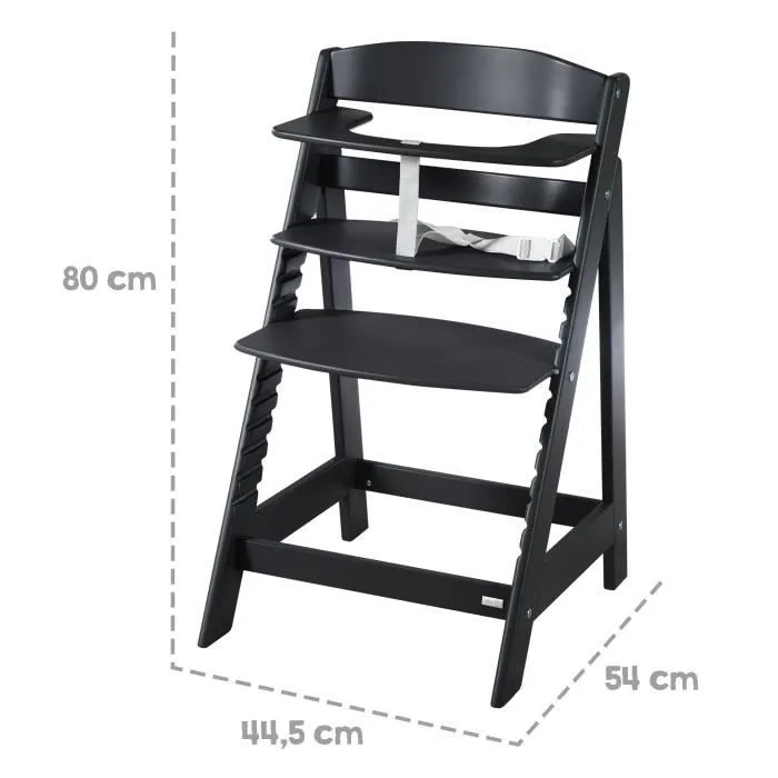 ROBA Chaise Haute Évolutive Sit Up Flex - Utilisable Jusqu'à la Chaise d'Adolescent - Bois Noir-1