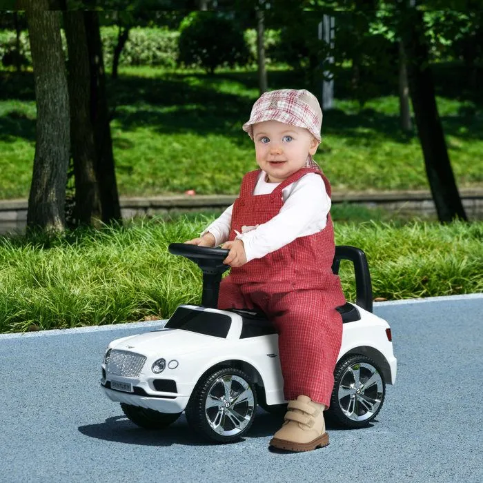 Porteur trotteur enfants - AIYAPLAY - voiture licence Bentley Bentayga 18-36 mois coffre - klaxon - 67 x 29 x 39 cm blanc-1