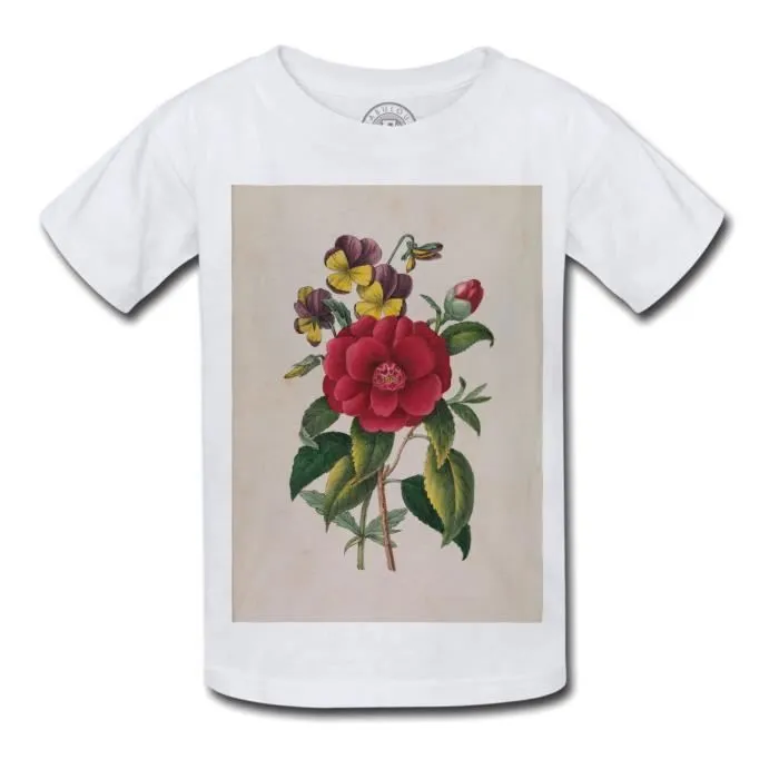 T-shirt Enfant Camelia Planche Illustration Botanique Ancienne Fleurs-0
