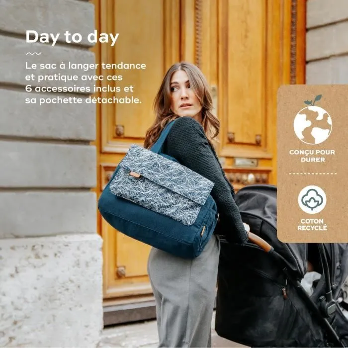 Babymoov Sac (à langer) Day to Day - Tendance et Fonctionnel, Capacité 23L, Nombreuses poches, 6 Accessoires inclus, Palm-1