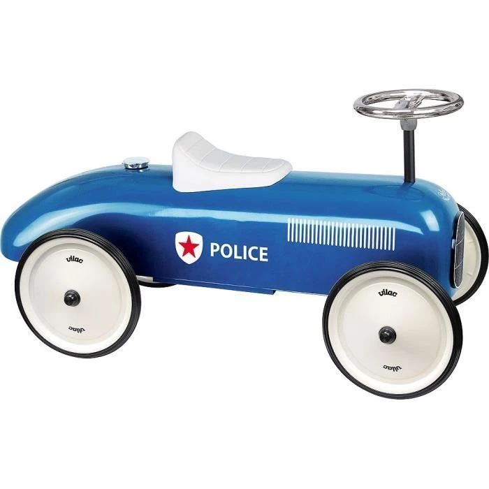 Porteur voiture vintage Police - Vilac - Métal - Bleu - Pour enfant dès 12 mois-0