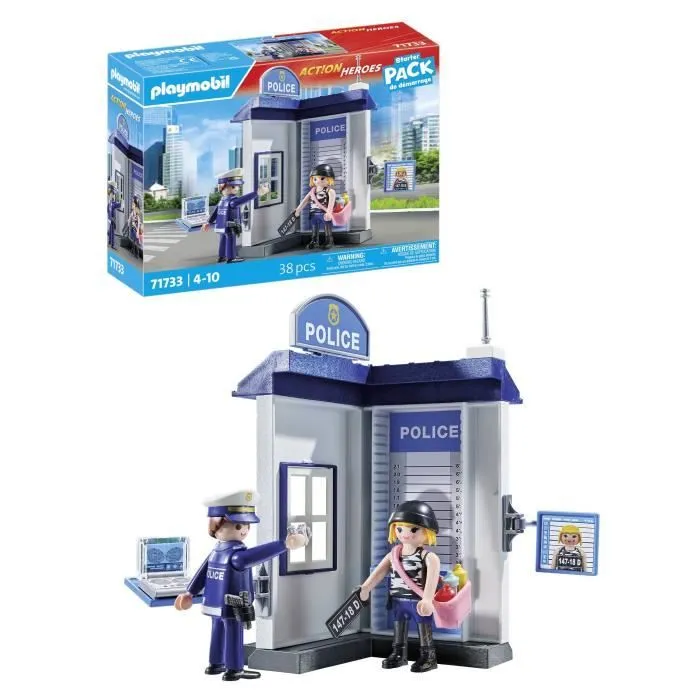 PLAYMOBIL 71733 Salle d'interrogatoire police, relevé d'empreintes, Action Heroes, Les policiers, 38 pièces, Dès 4 ans-4