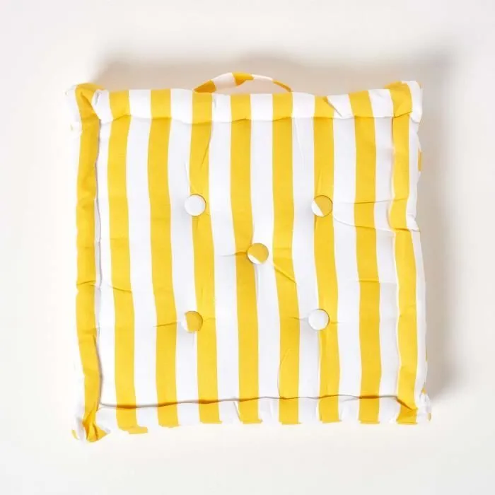 Coussin de sol - Non spécifié - Jaune - 50 x 50 cm - Rayures - Naturel-2