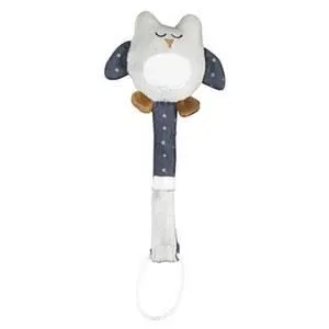 Attache-tétine bébé en coton chouette - Merlin - Prévention des pincements de doigts-1
