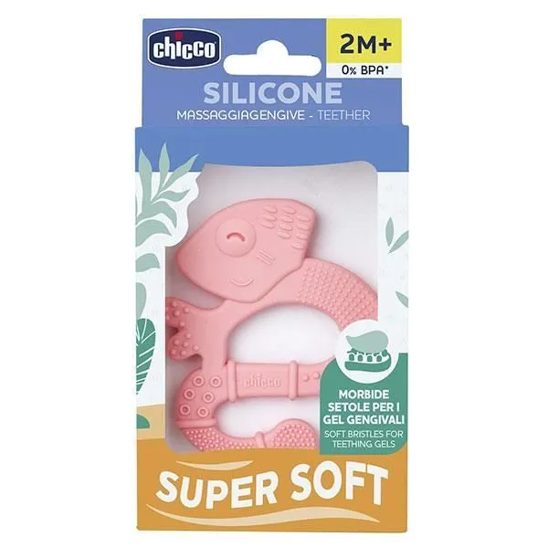 Chicco Anneau de Dentition +2m Soft & Clean Iguane Rose-1