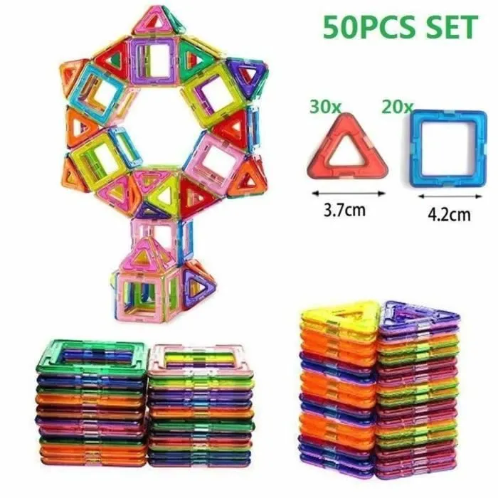50pcs Jouets de 3D magnétique briques bricolage blocs de construction, ensemble de jouets éducatifs pour les enfants-1