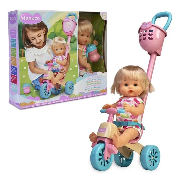 Tricycle pour enfant - FAMOSA - Nenuco - Rose - Ceintures de sécurité - Panier amovible-0
