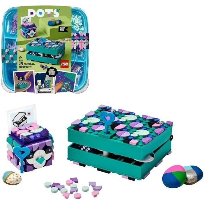 LEGO® DOTS 41925 Les Boîtes à Secrets, Boîte à Bijoux, Bricolage et Loisirs Créatifs pour Enfant, Décoration pour Chambre-0