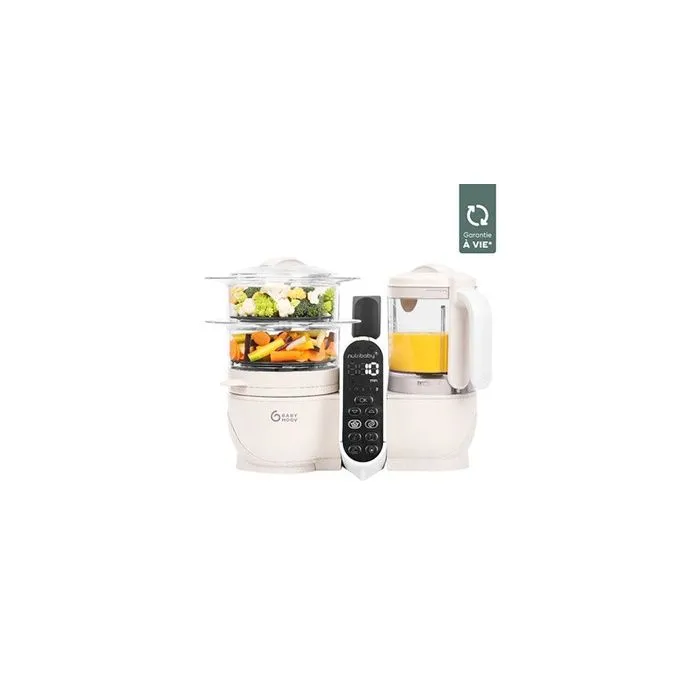 Babymoov Robot Cuiseur Bébé Nutribaby(+) - 6 en 1 - Cuiseur-vapeur/Mixeur - Grande Capacité 2,2L, Mineral beige-1