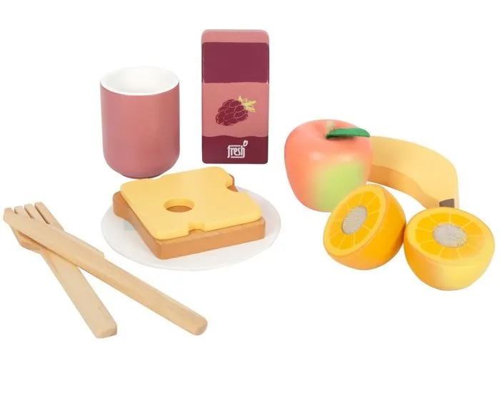 Panier pique-nique en osier jouet en bois fruit légume dinette pour enfant A partir de 3 ans-4