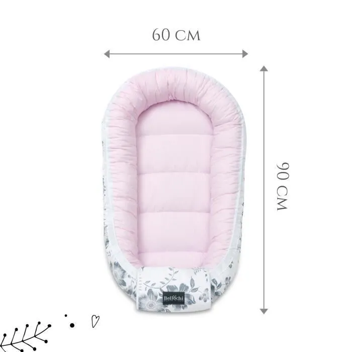 Réducteur de lit bébé Bellochi - Pink Berry - 100% coton - 90x60cm - Nid de bébé Baby Nest-2