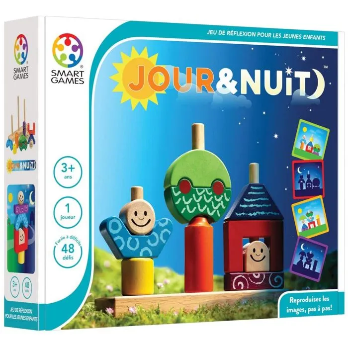Jeu et jouet d'emplacement - Smartgames - Jour & Nuit - Bois - 24 défis - Mixte-0