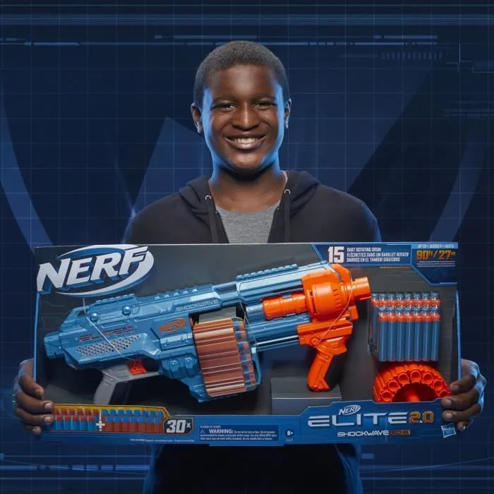Pistolet à fléchettes NERF Elite 2.0 Shockwave RD-15 - 30 fléchettes incluses - personnalisable-4