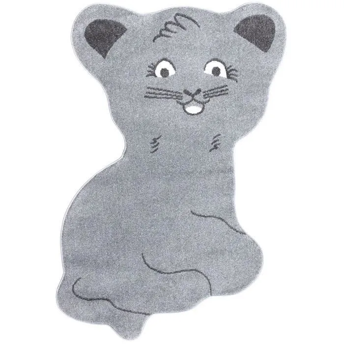 Tapis pour chambre d'enfant Forme Chat Gris 100x130cm-0