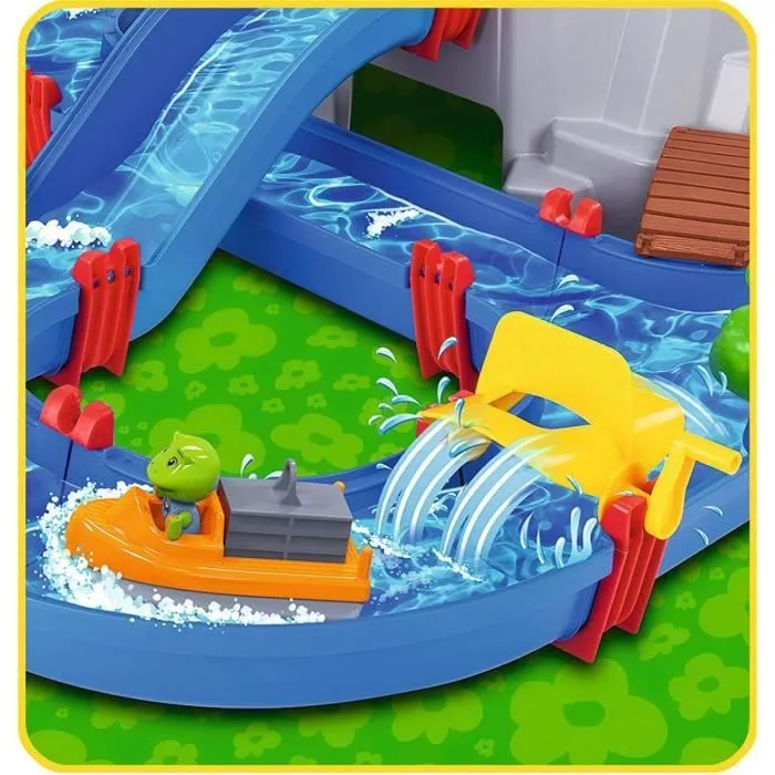 Smoby - Circuit de jeu d'eau AquaPlay - Mountain Lake - 2 bâteaux + 3 figurines animaux - Fabriqué en Allemagne - Dés 3ans-3