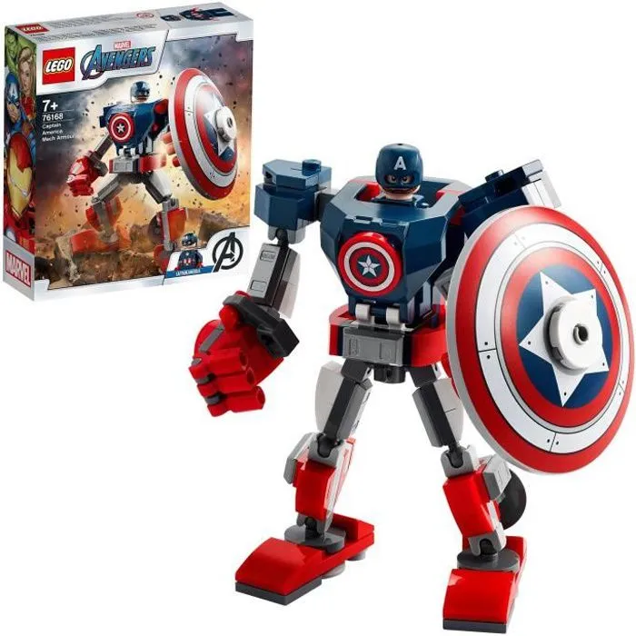 LEGO® Marvel Avengers 76168 L’armure robot de Captain America jeu incluant figurine pour garçon ou fille de 7 ans et plus-0