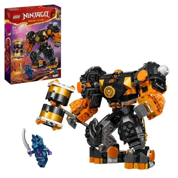 LEGO® 71806 NINJAGO Le Robot Élémentaire de la Terre de Cole, Jouet avec 2 Personnages dont une Minifigurine Cole, Cadeau Ninja-0