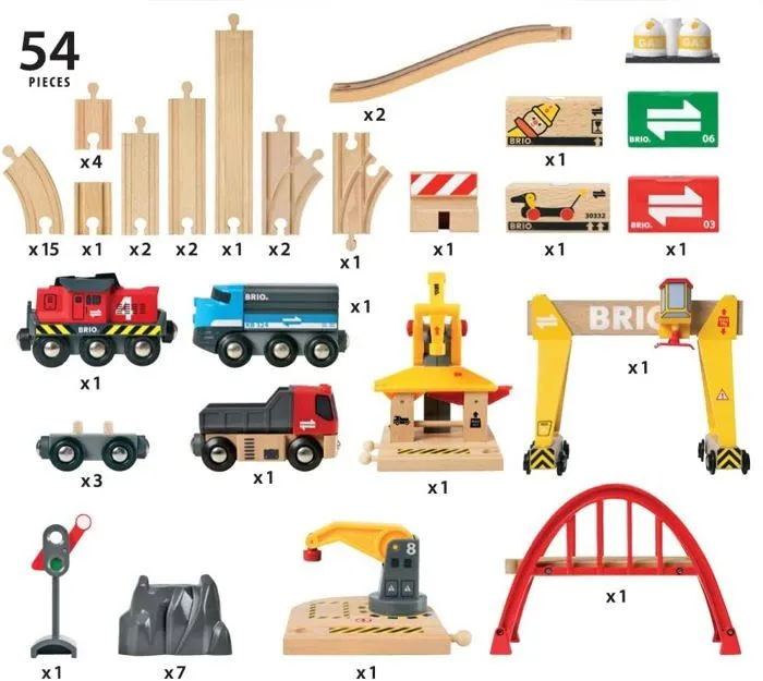 Circuit de train en bois BRIO - Grues et Chargements - Coffret complet 54 pièces - Ravensburger - Dès 3 ans-2