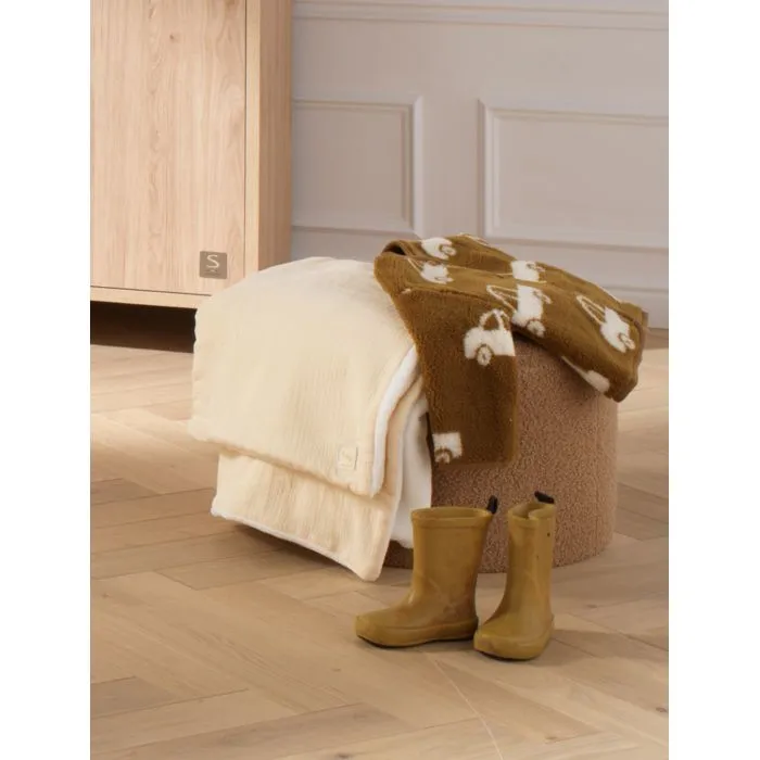 Couverture bébé en gaze de coton et polaire - UNI VANILLA-2