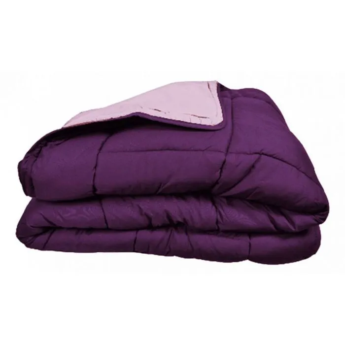 Couette chaude Bicolore Gamme Microfibre "Cocoon Non feu" Toison d'or - Cocoon Prune Parme - 160 x 220 cm pour lit 1 place-0
