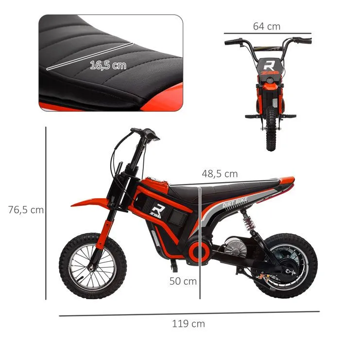 Moto cross électrique pour enfant - HOMCOM - effets sonores 2 vitesses 8 et 16 km/h batterie 12V moteur puissance 350 W rouge-3