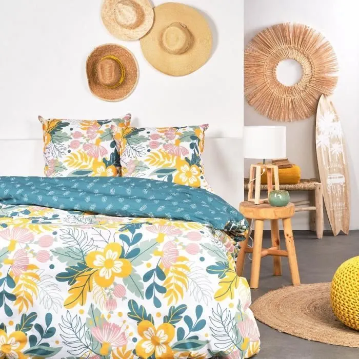 Parure de lit - TODAY Sunshine - 240x220 cm - 2 personnes - coton imprimé floral-0