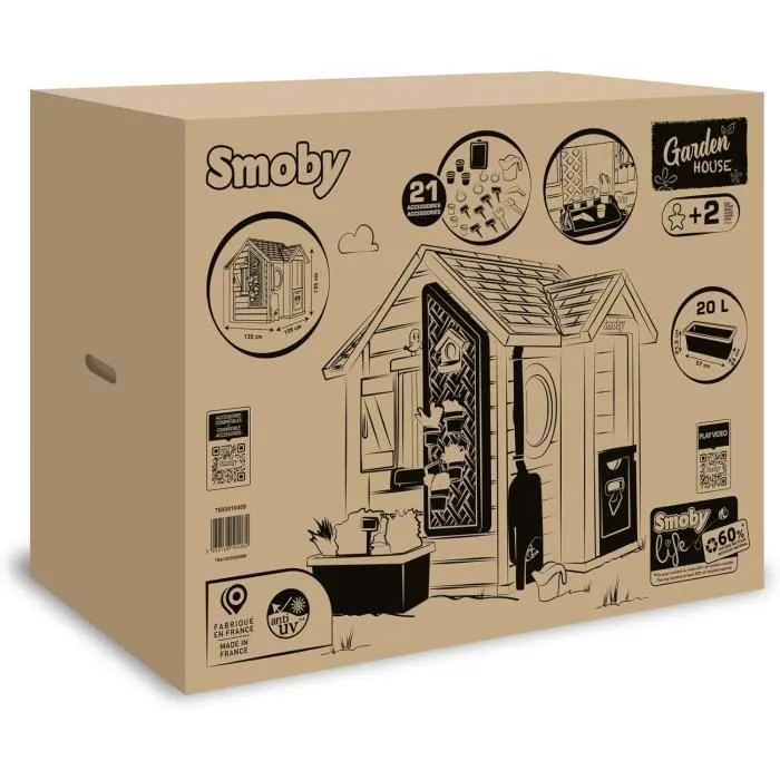 Smoby Life - Garden House - Maison thème Jardinage - Jardinière, Treillis, Mangeoire à Oiseaux, Récupérateur d'eau - Dès 2 ans-5
