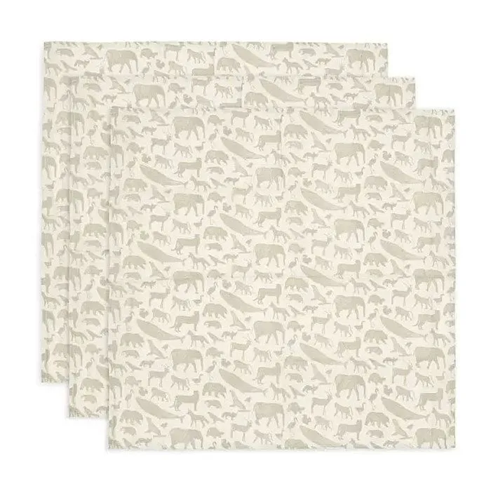 Lange gaze de Coton Small Animaux Vert Olive (3 pcs)-0