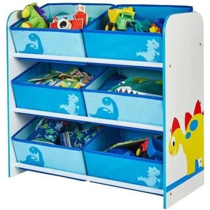 Dinosaures - Meuble de rangement pour chambre d’enfant avec 6 bacs-0