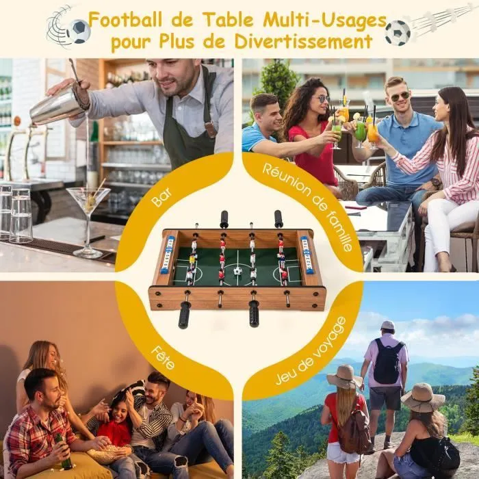 COSTWAY Baby Foot Adulte - Enfants avec 2 Panneaux de Score, 2 Balles, Jeu de Table Soccer 51 x 30,5 x 9 CM-3