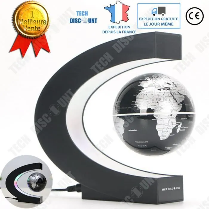 TD® globe levitation terrestre lumineux enfant magnétique interactif vintage décoratif flottant sans fil anglais qui tourne suspendu-0