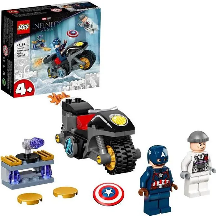 LEGO® 4+ 76189 Marvel L’affrontement entre Captain America et Hydra, Jouet de Super Héros avec Moto-0