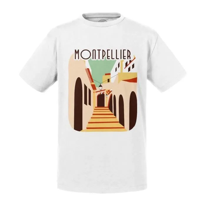 T-shirt Enfant Blanc Montpellier Centre Historique Voyage Tourisme-0