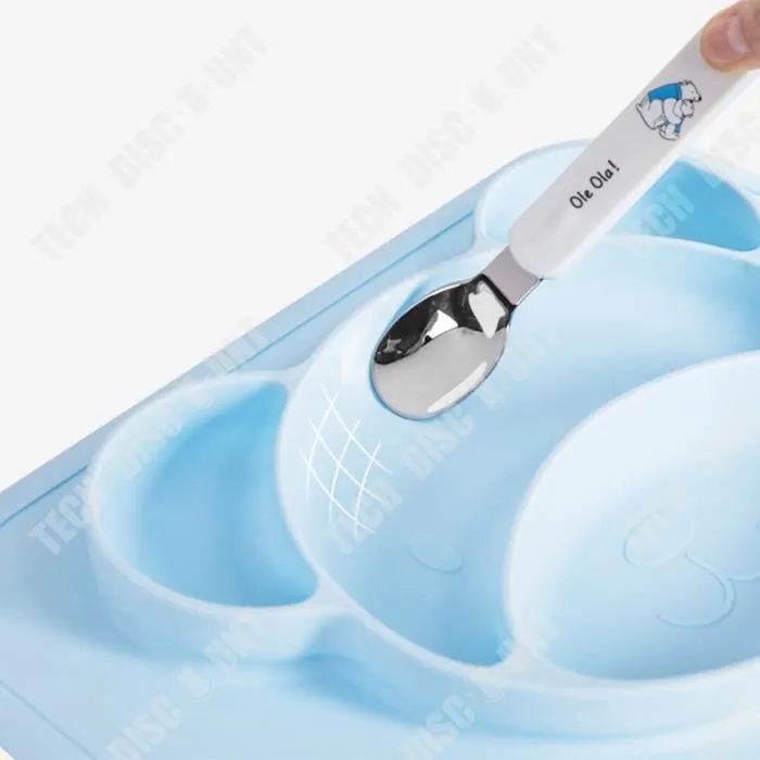 TD® Bol alimentaire complémentaire pour enfants compartiment intégré ventouse approfondit et élargit l'assiette en silicone-1