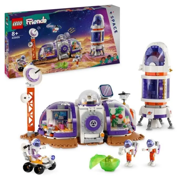 LEGO® 42605 Friends La Station Spatiale Martienne et la Fusée, Jouet sur l'Espace avec Navette et 4 Figurines d'Astronautes-0
