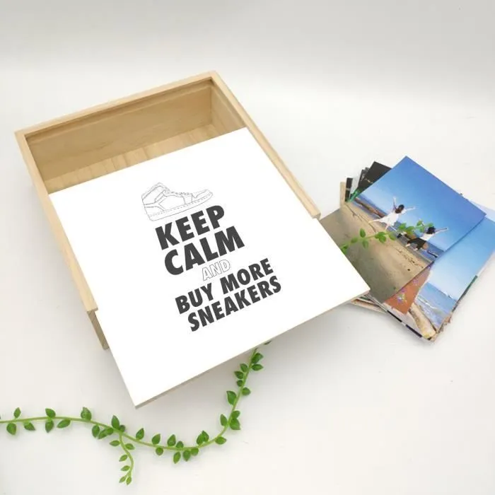 Boite Coffret en Bois - Keep Calm and Buy more Sneakers Sneakerhead Collection Shoes Hobby Kicks (11 x 11 x 3,5 cm)-3
