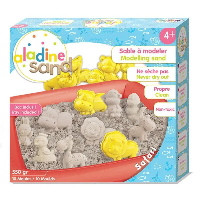 Coffret sable à modeler - Animaux safari - 550 g-1