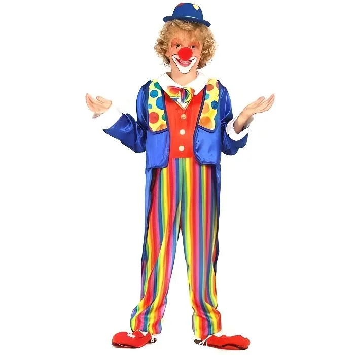 Déguisement Clown Joyeux Garçon - Cirque - Bleu - Polyester - Répond aux normes UE-0