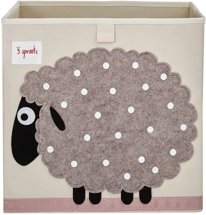 Sac et bac à jouets - Coffre à jouet Mouton - 100% Polyester - Gris - 33x33x33 cm-3