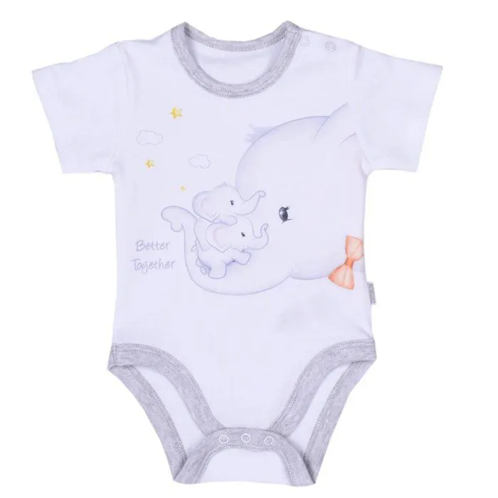 Ensemble bébé body et shorty en coton bio - Éléphant-1