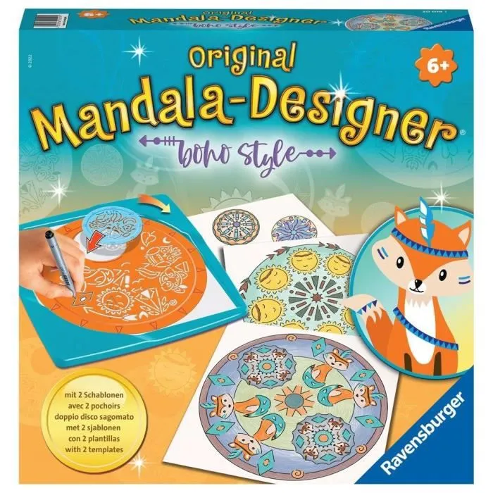 Ravensburger - Mandala Designer - Pochoirs et crayons inclus - Boho Style - Jeu créatif dès 6 ans-1