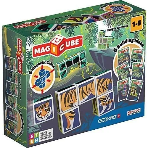Jouet de construction - GEOMAG - MagiCube Jungle Animals - 12 pièces - Multicolore - A partir de 3 ans-0